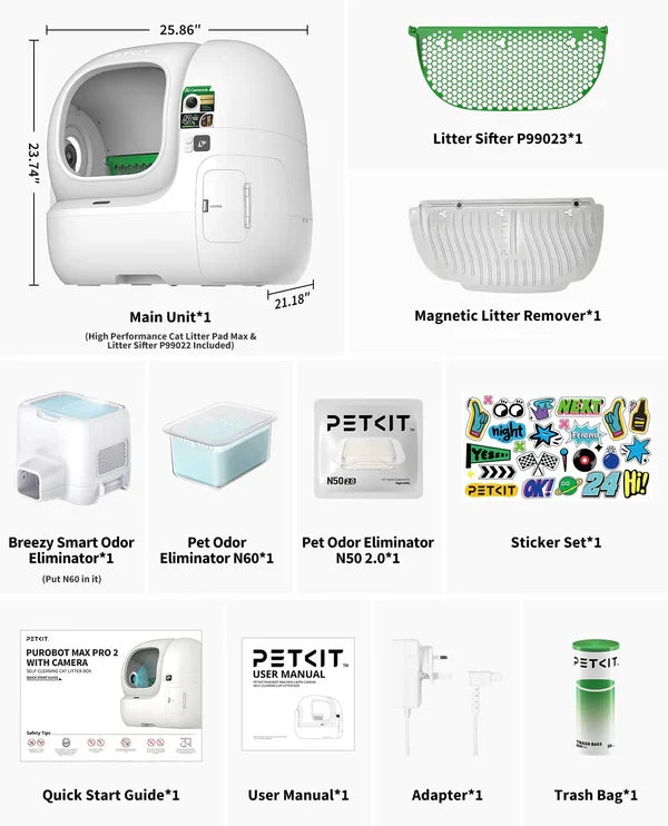 PETKIT PUROBOT MAX PRO 2 Self Cleaning Cat Litter Tray with AI Camera - UK