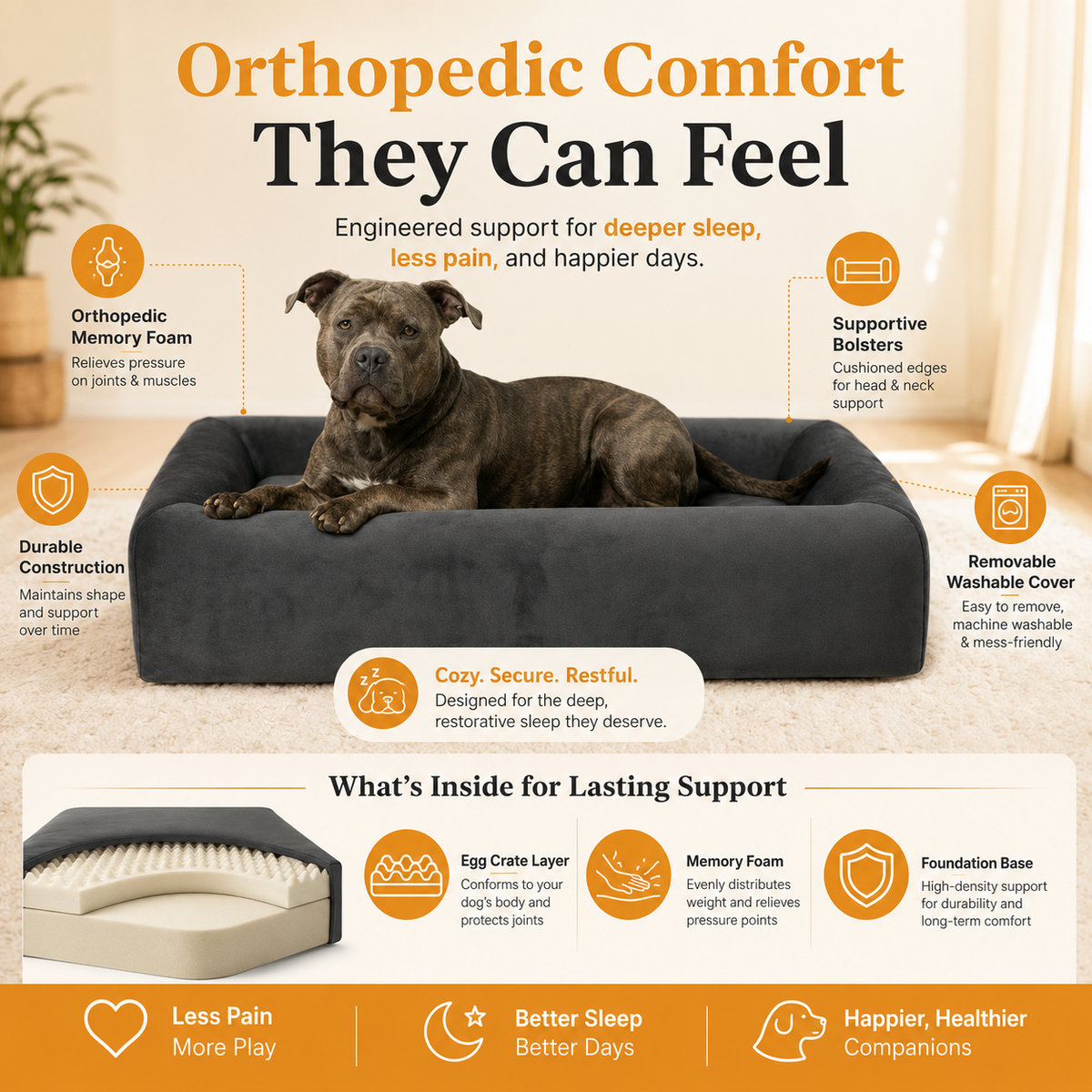 Premium Orthopedic Memory Foam Dog Bed