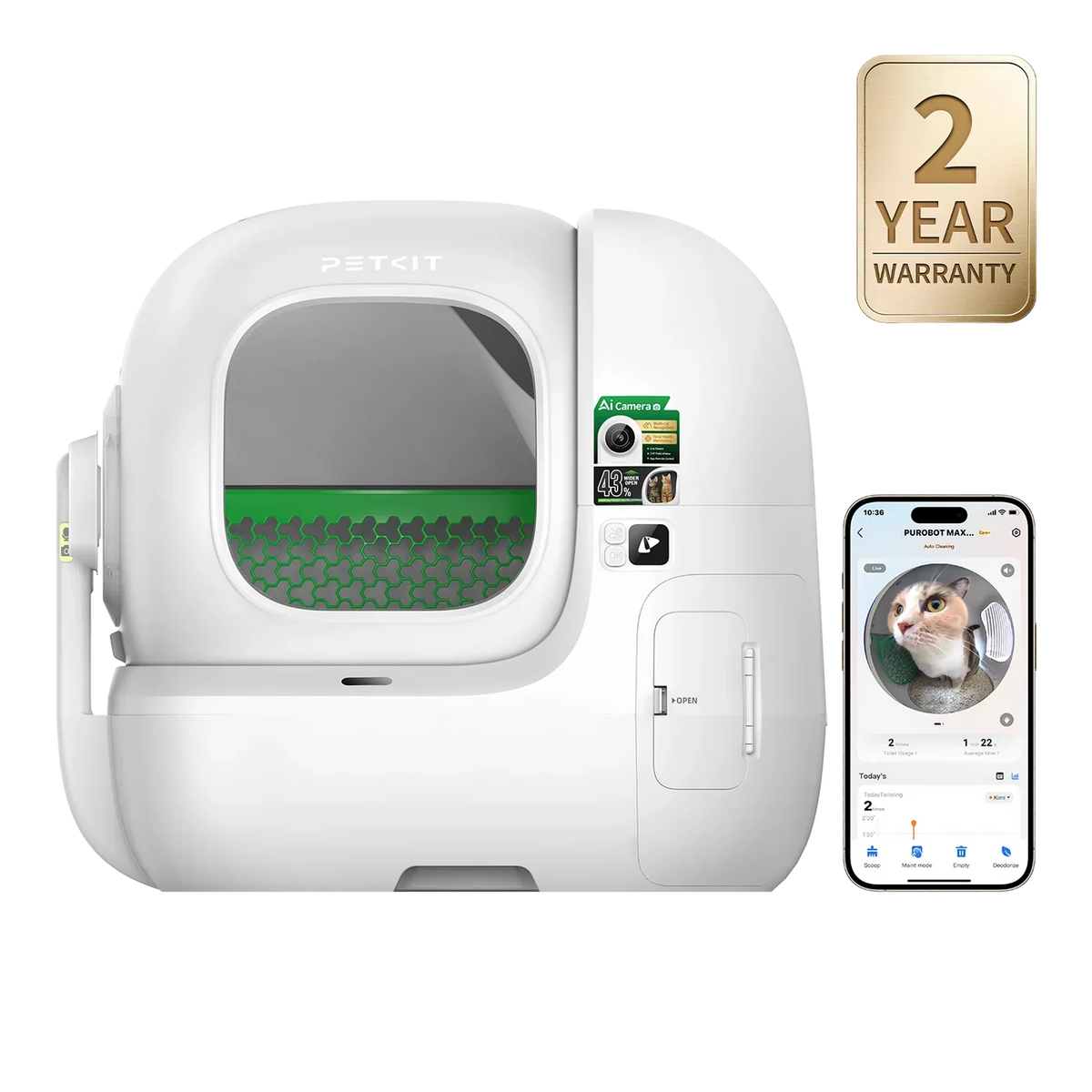PETKIT PUROBOT MAX PRO 2 Self Cleaning Cat Litter Tray with AI Camera - UK